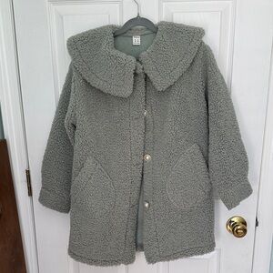 Cozy Kids Sherpa Coat - Dusty Mint
